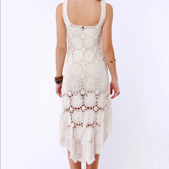 Billabong Designers Closet White Crochet Hi Lo Dress - Picture 4 of 7